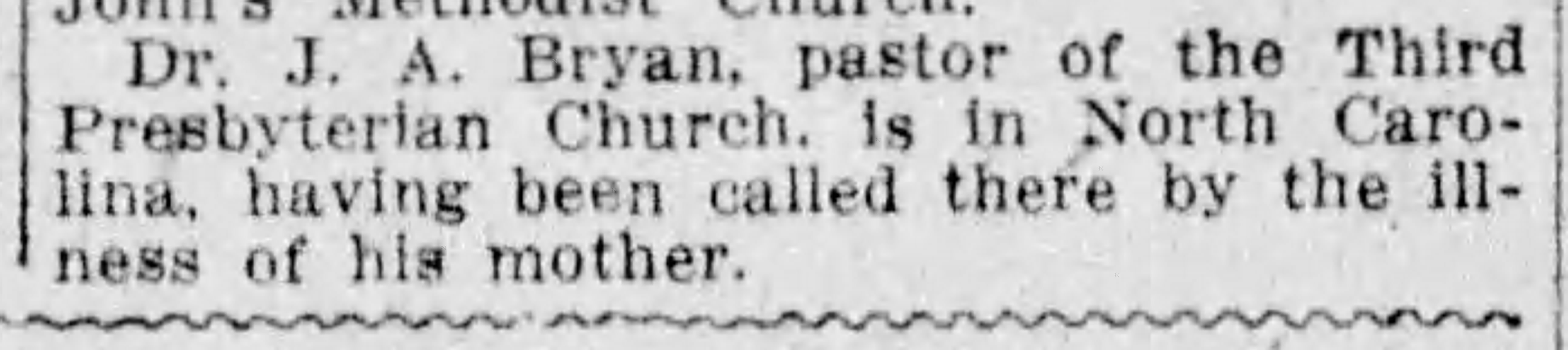 Called to [South] Carolina for Dying Mother